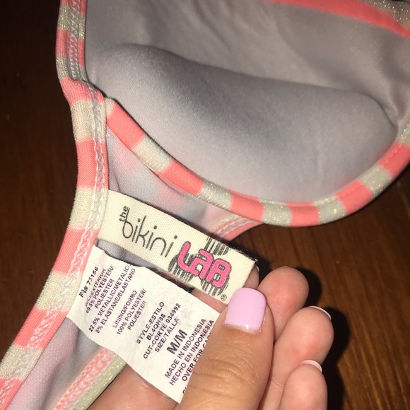 Pink and White Bikini Size S bottoms, M top - Picture 3 of 4